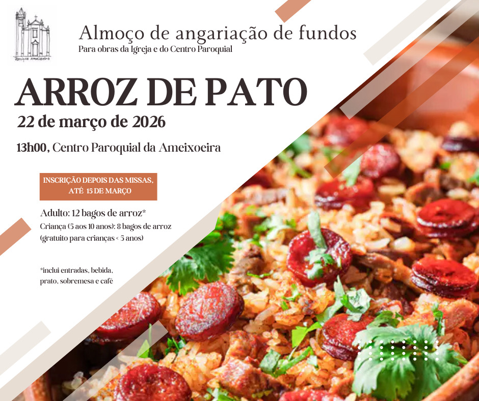 Almoço paroquial no dia 22 de março